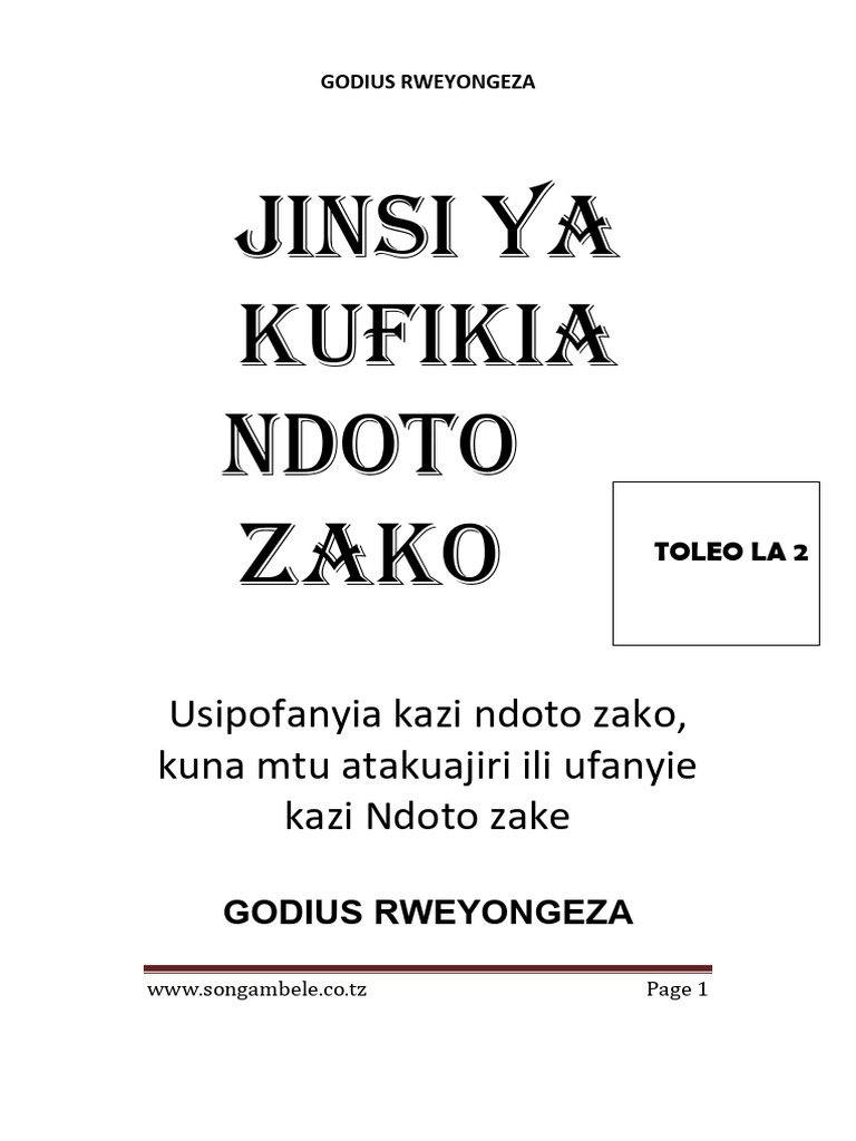 Sample JINSI YA KUFIKIA NDOTO ZAKO | PDF