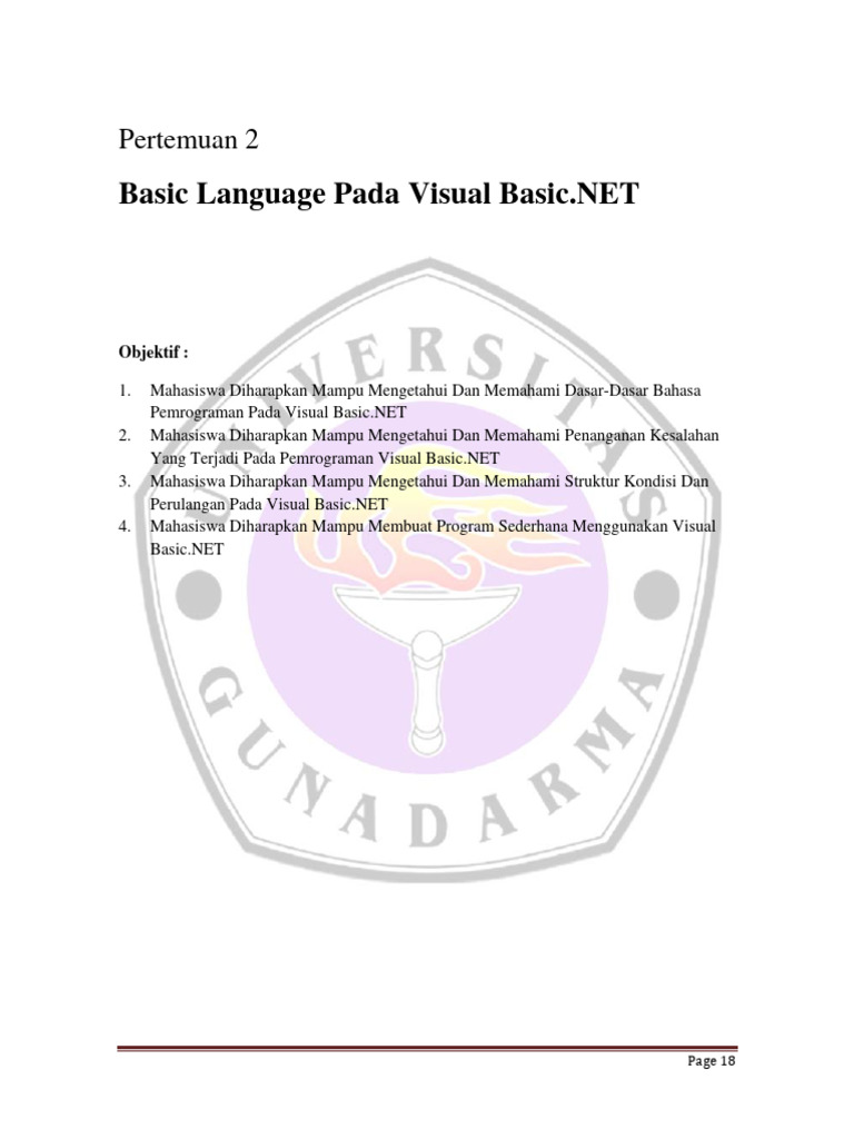 Pert 2 - Basic Language Pada Visual | PDF