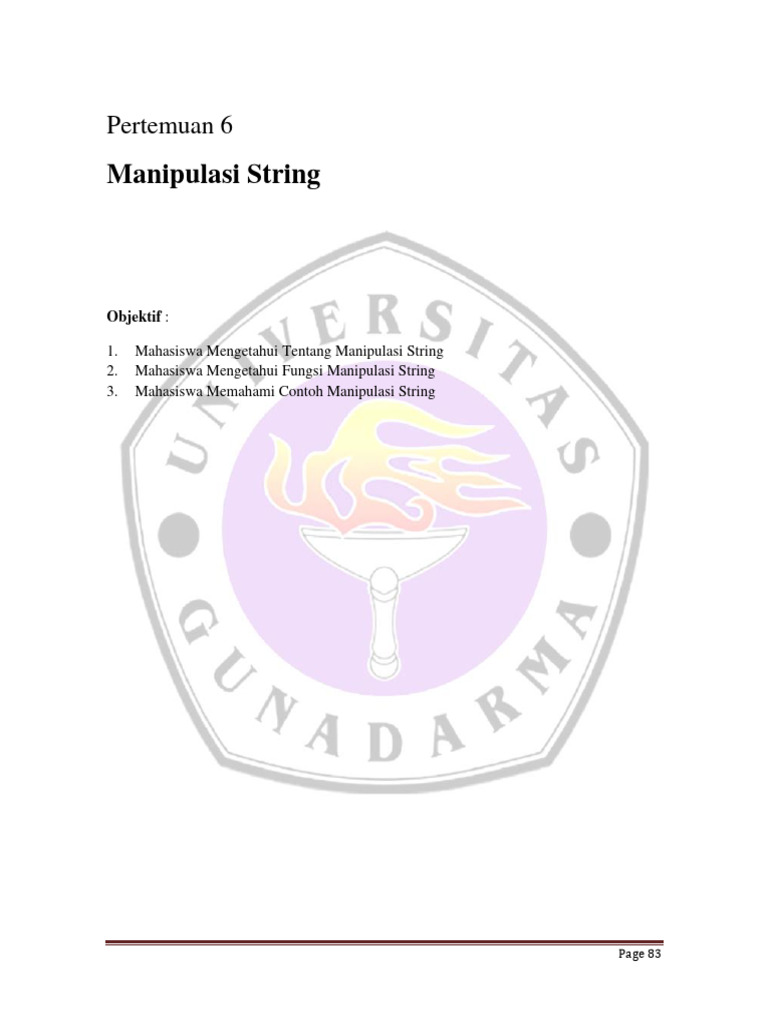 Tipe Data dan Fungsi Manipulasi String | PDF