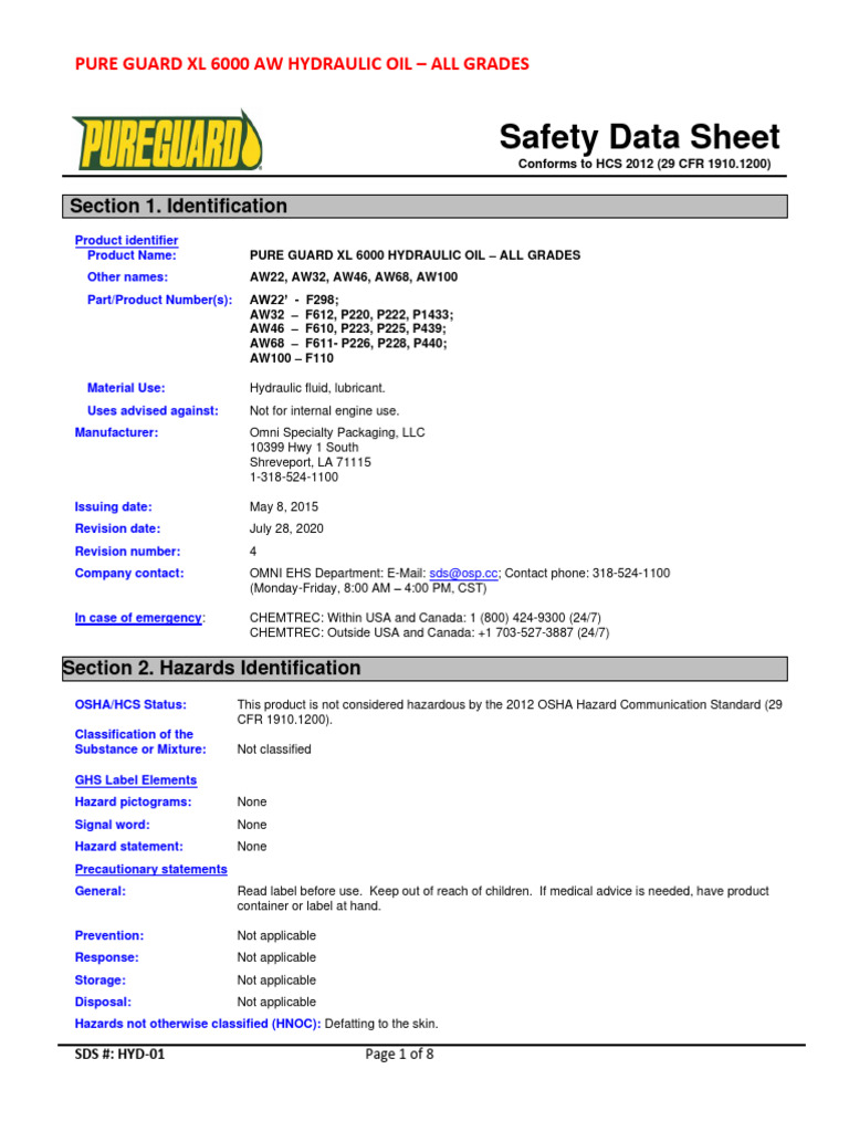 Pureguard AW68 - Jul.2020 | PDF | Waste | Personal Protective Equipment
