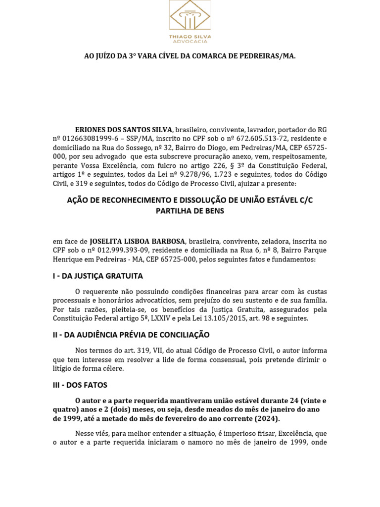 Modelo-Acao-De-Reconhecimento-E-Dissolucao-De-Uniao-Estavel-C-C ...
