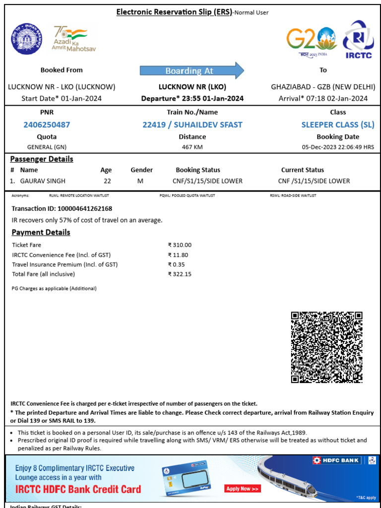 SUHAILDEV SFAST Return Ticket | PDF | Identity Document
