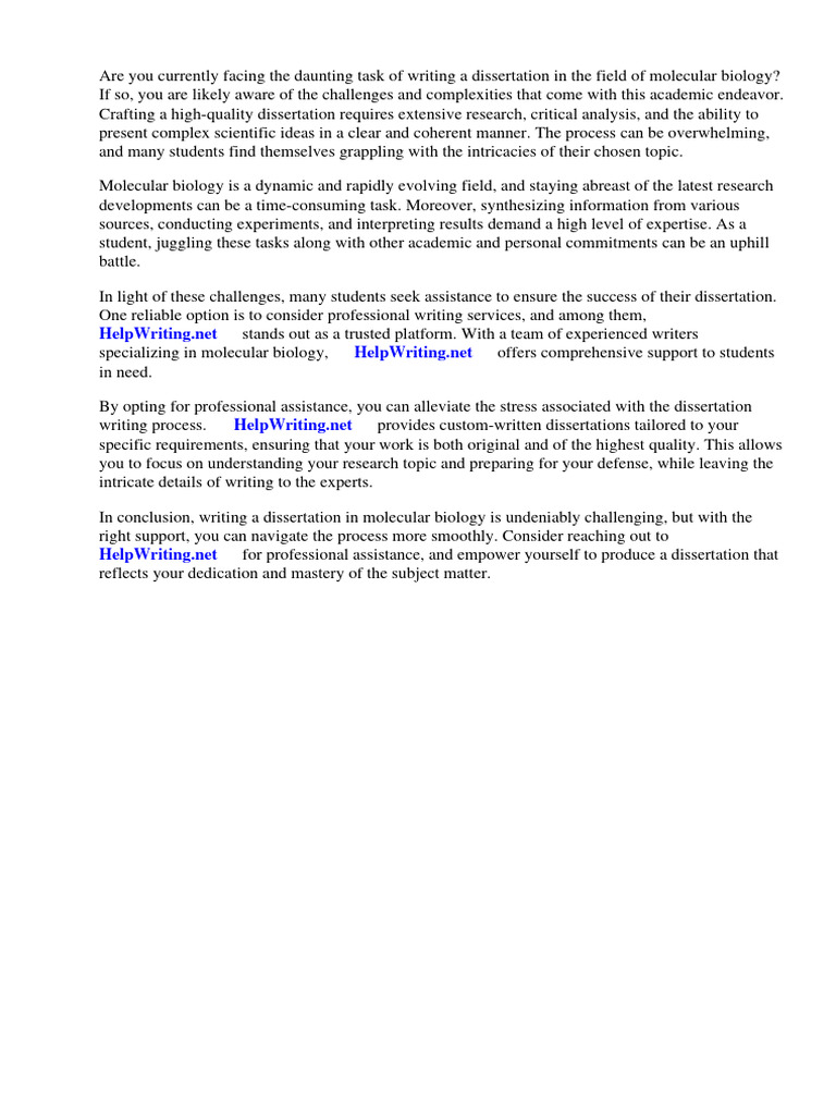 Molecular Biology Dissertation Ideas PDF Nucleic Acid Sequence