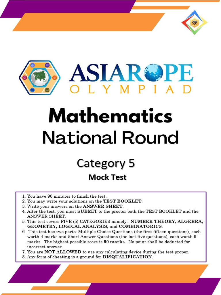 Category 5 Mock Test Instructions | PDF | Euclid | Mathematics