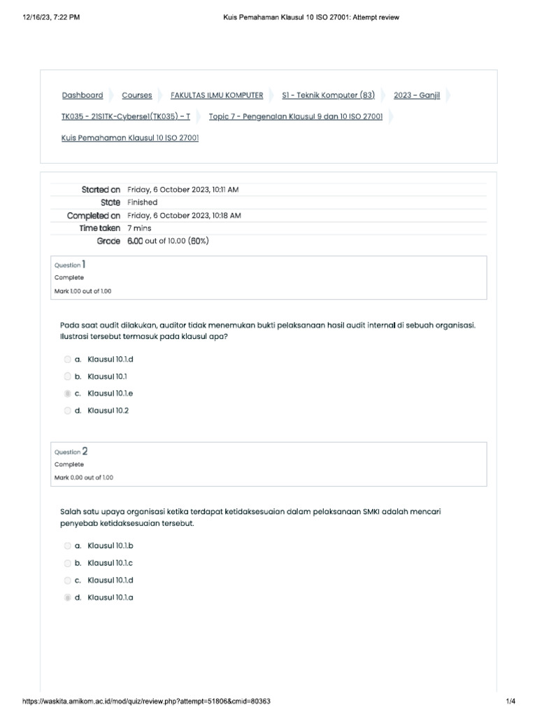 Klausul 10 - DDS (Dasar Dasar Cybersecurity) | PDF