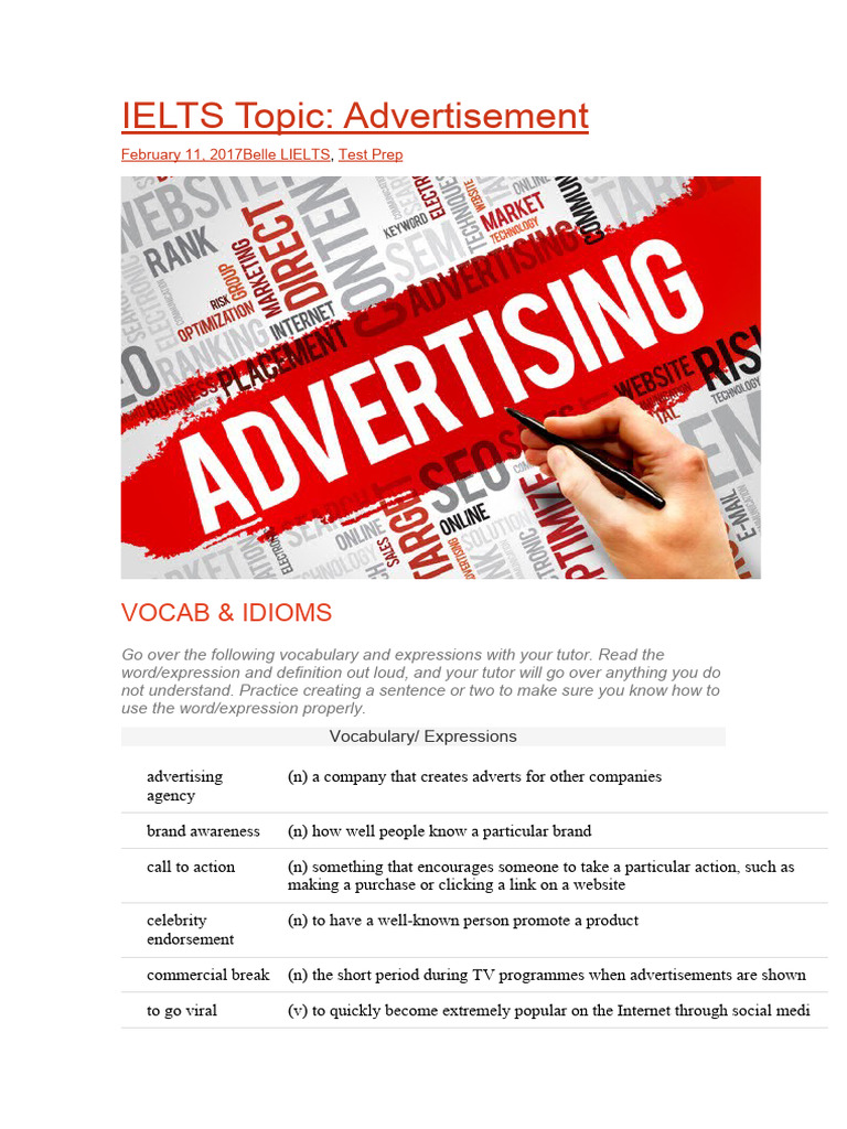 Ielts speaking practice advertisement pdf advertising