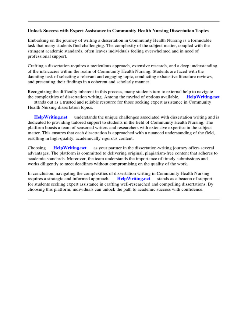 Seminar Topics In Community Health Nursing