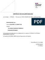 Certificat de Scolarité de BOUKHEDOUNI Lyla