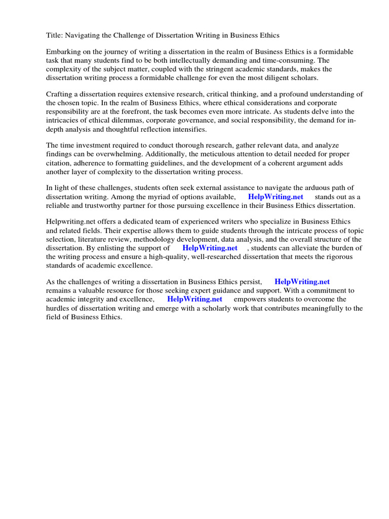 Business Ethics Dissertation Guide | PDF | Business Ethics | Tesco