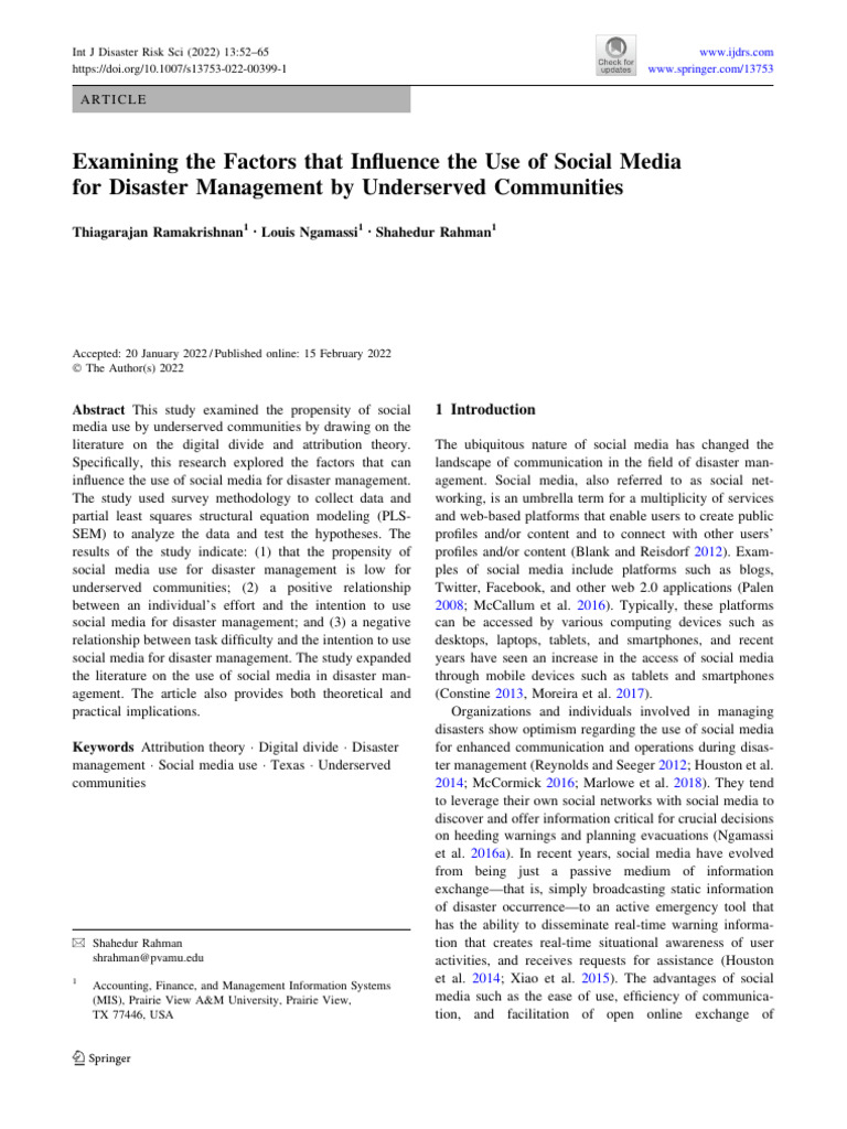 Social Media Use in Disaster Management | PDF | Social Media | Popular ...