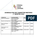 Schedule For ZGC Committee Meetings
