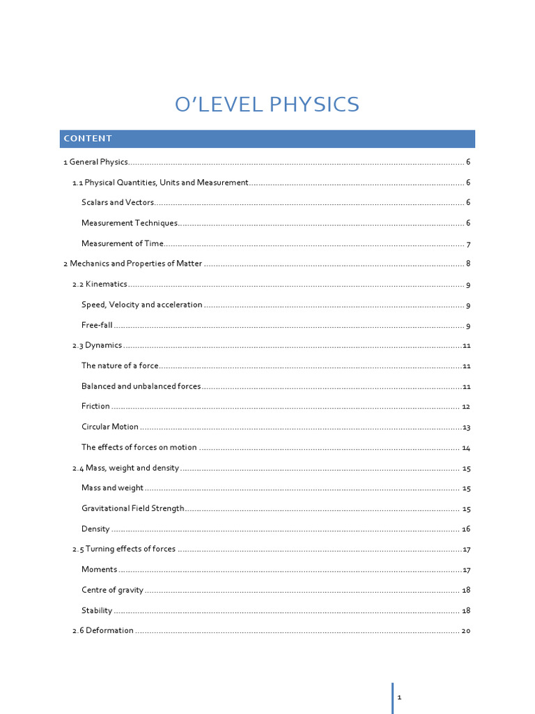 Ssekwe O'Level Physics Notes | PDF | Force | Pressure
