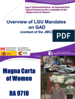 Overview of LGU Mandates On GAD MCW LGC