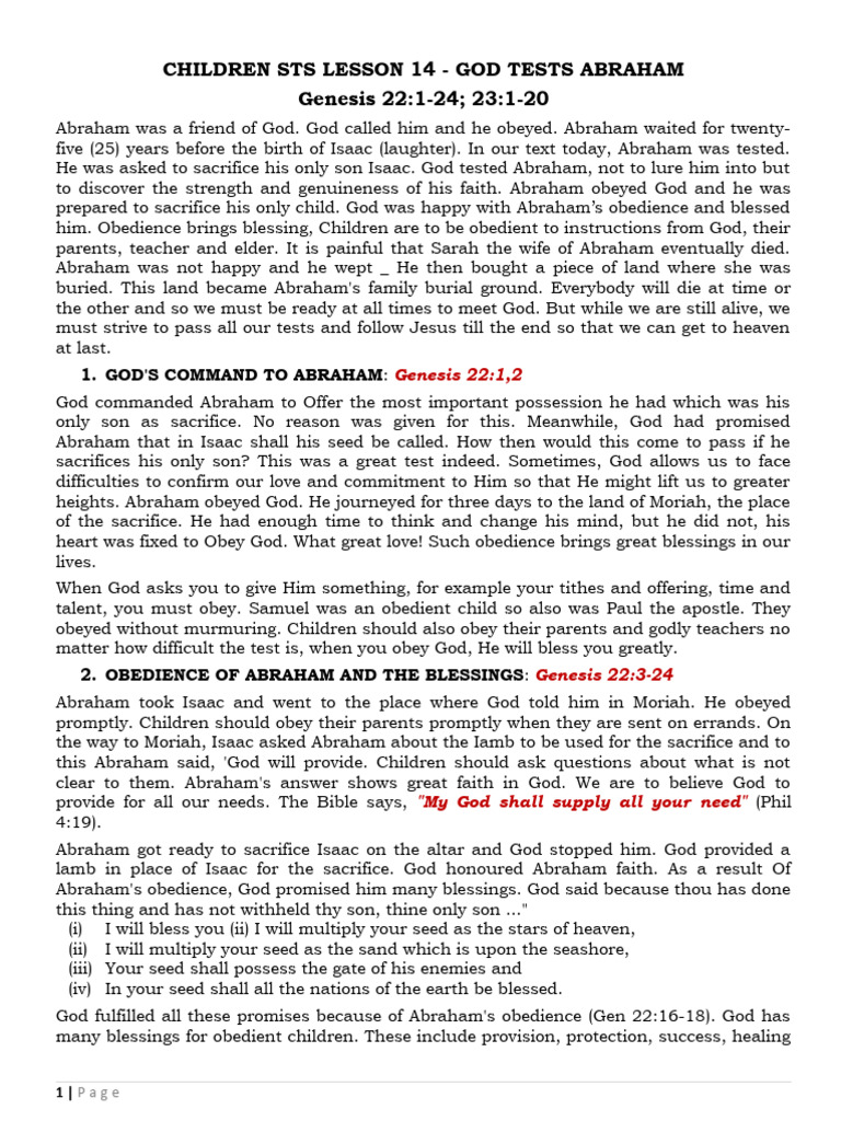 Abraham's Test of Faith and Obedience | PDF | Abraham | Isaac