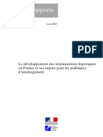 Les Rapports: Le Développement Des Implantations Logistiques en France Et Ses Enjeux Pour Les Politiques D'aménagement