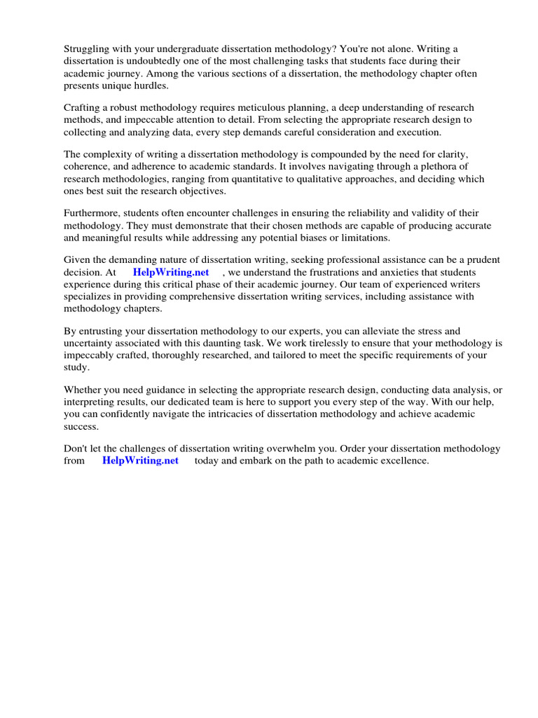 Writing Dissertation Methodology Online