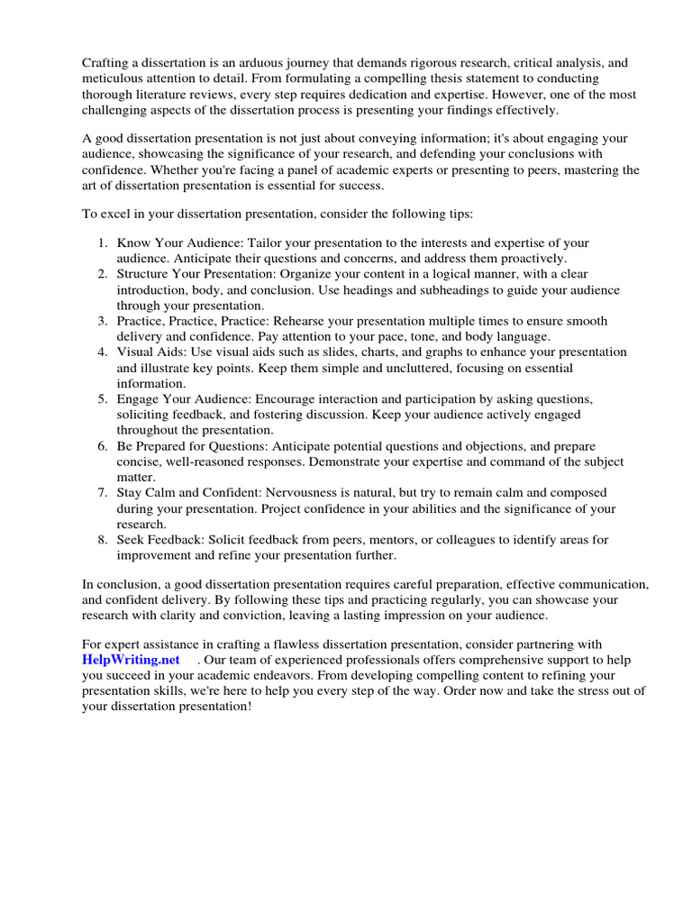 How to do a good dissertation presentation pdf thesis human