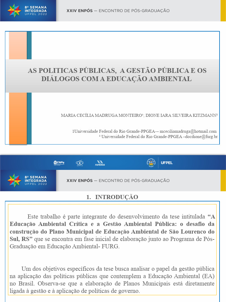 Educação Ambiental e Gestão Pública | PDF | Metodologia | Ambiente natural