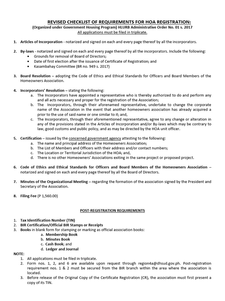 Hoa Reporting Requirements