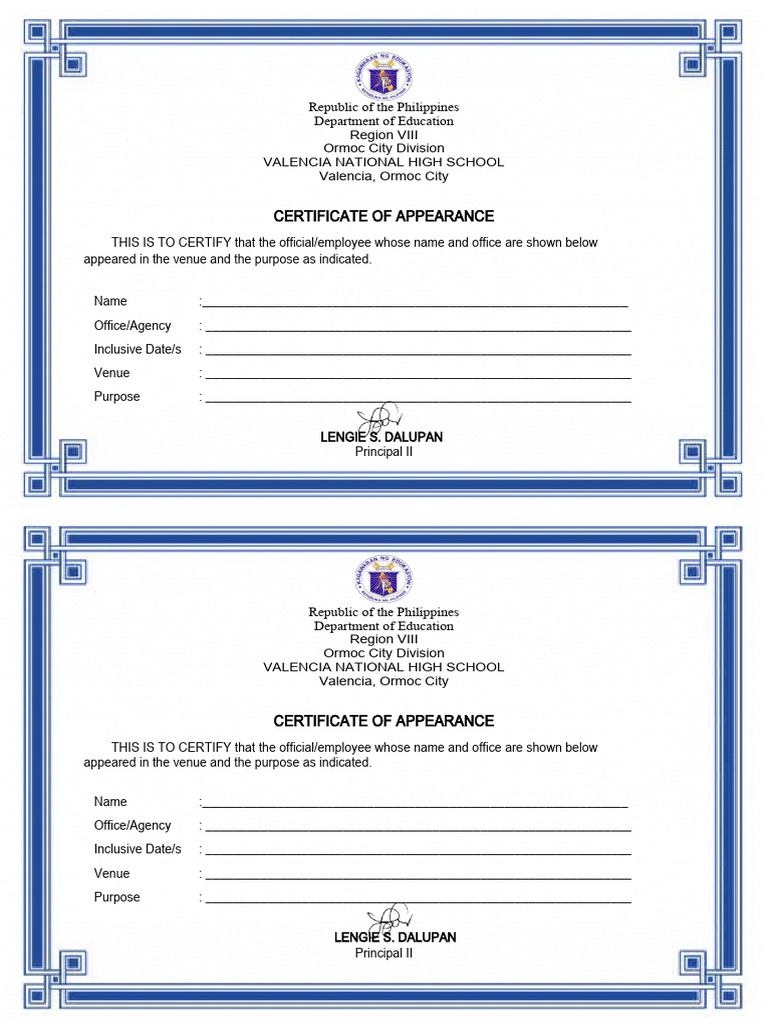 Certificate of Appearance PDF Certificate of Appearance PDF