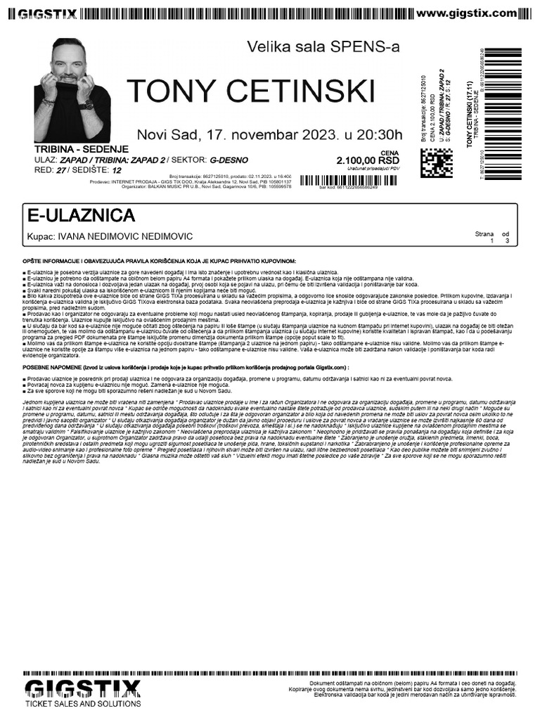 E Ulaznica Tribina Sedenje 2 100 00 RSD PDF