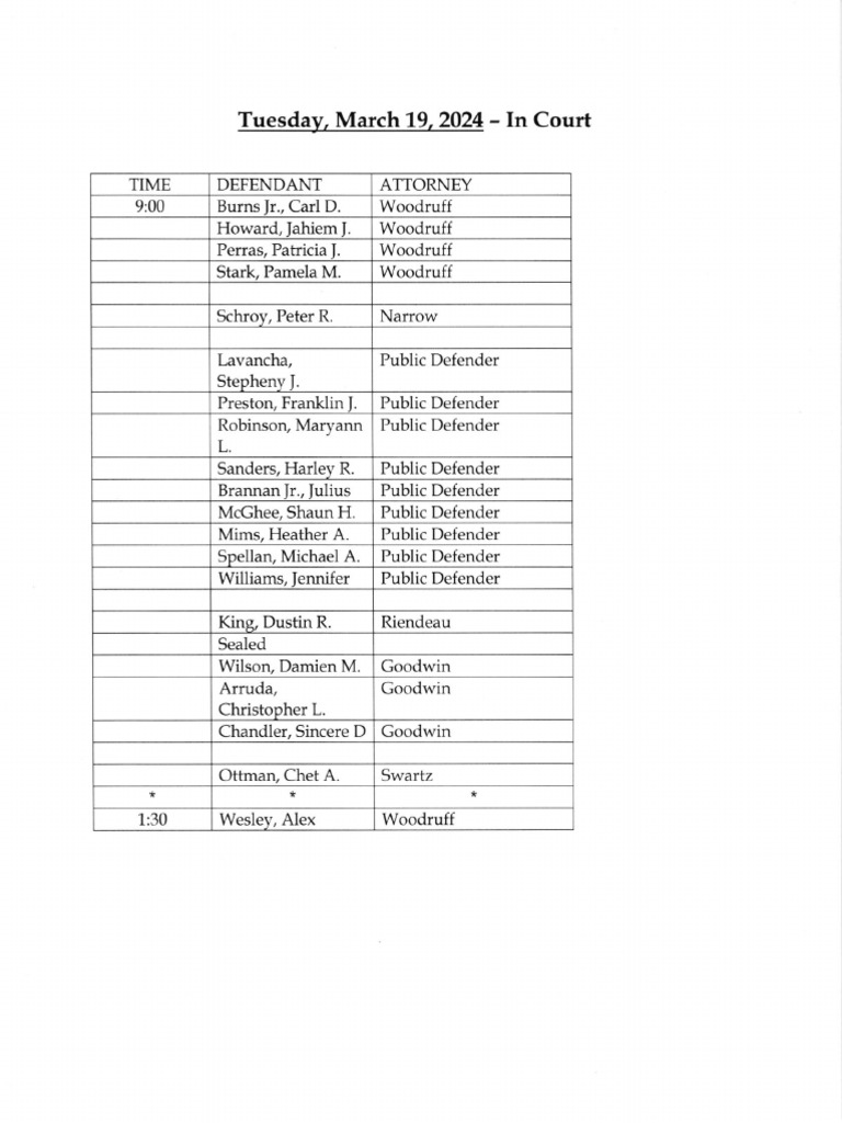 Jefferson County Court calendar March 19, 2024 PDF