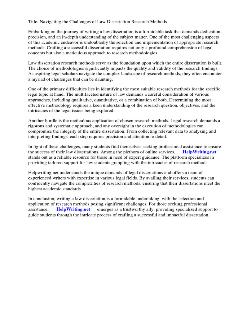Law Dissertation Research Methods | PDF | Methodology | Thesis