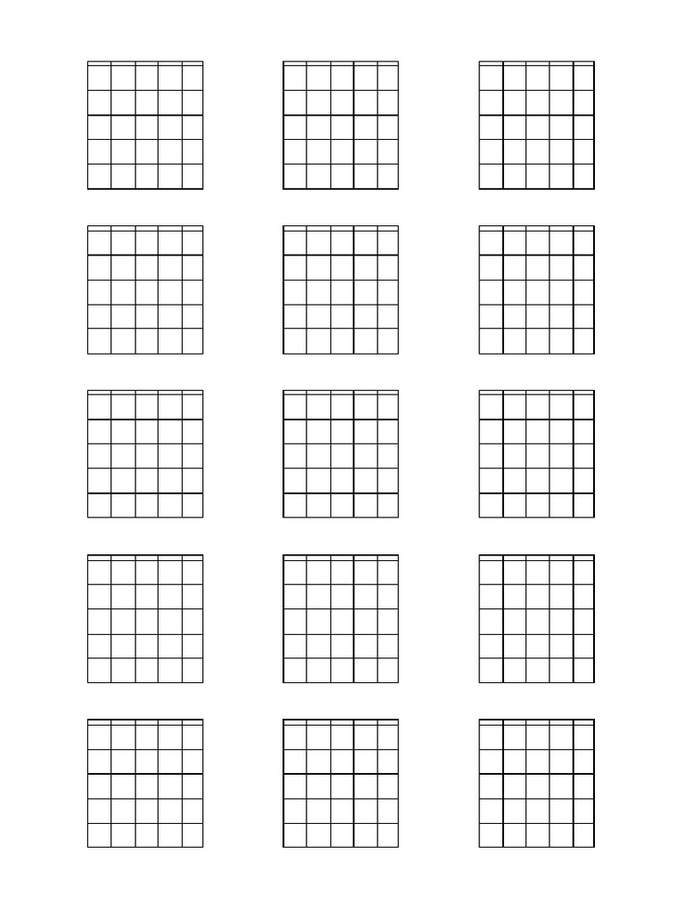 Blank Chord Boxes
