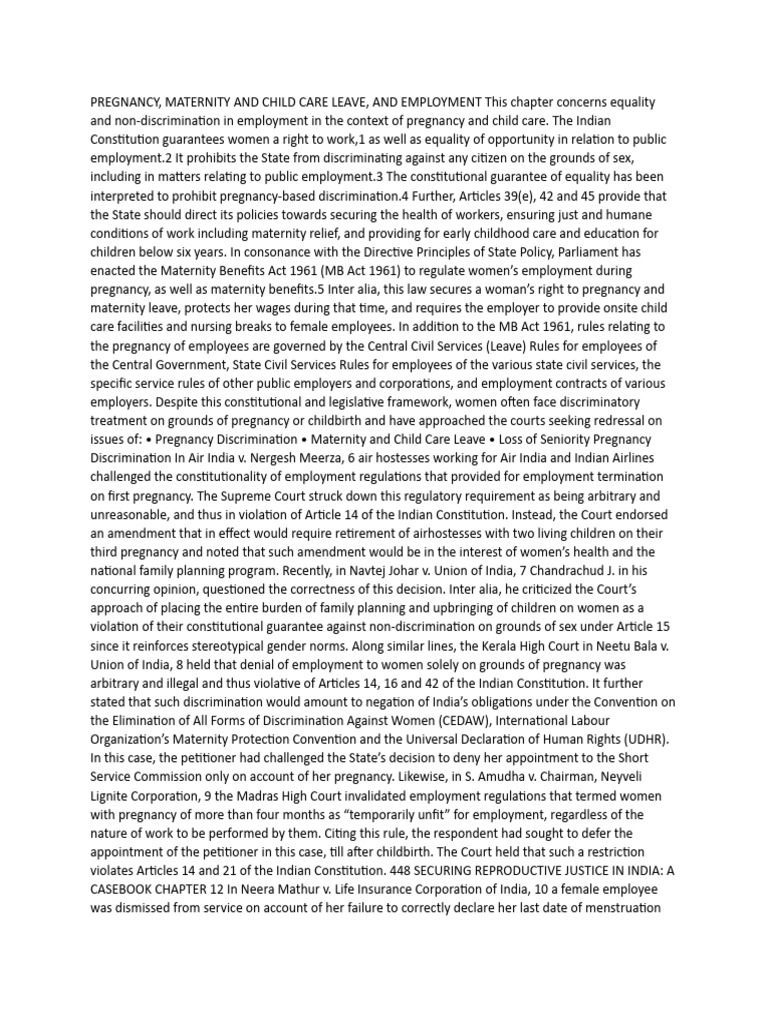 Pregnancy Discrimination and Employment Rights | PDF | Employment ...