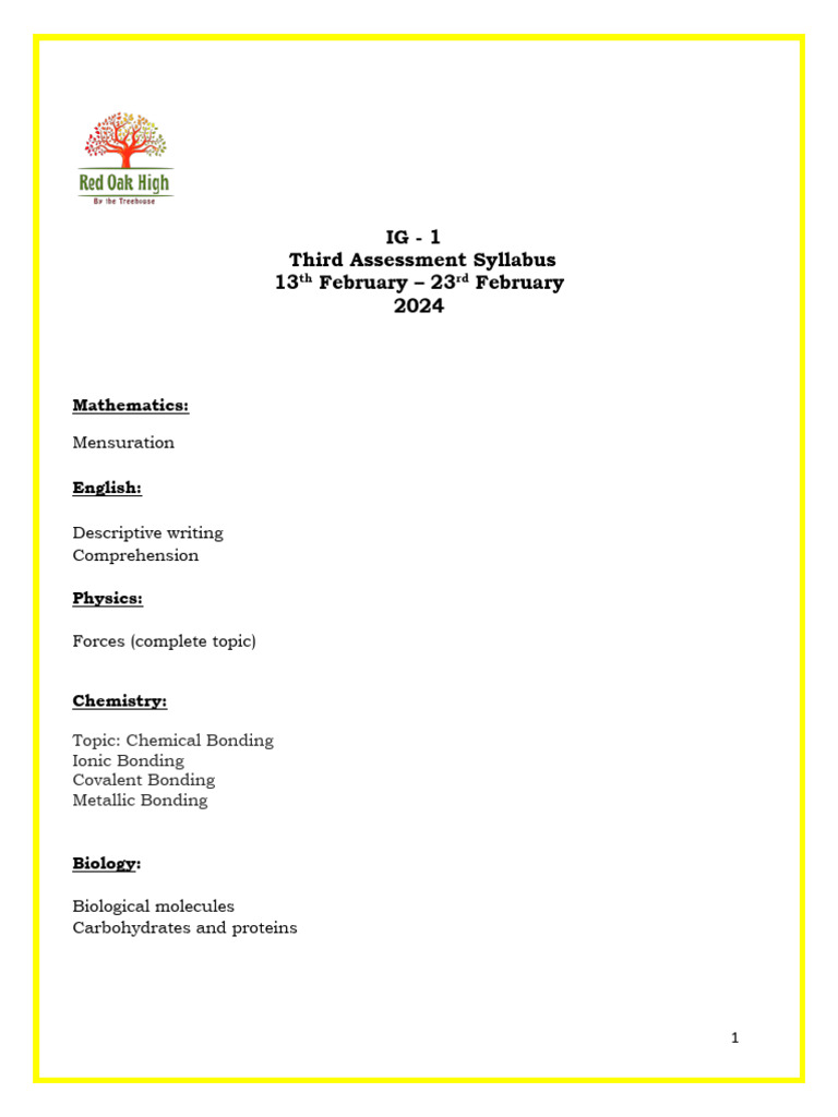 Third Assessment Syllabus IG - 1 February 2024 | PDF
