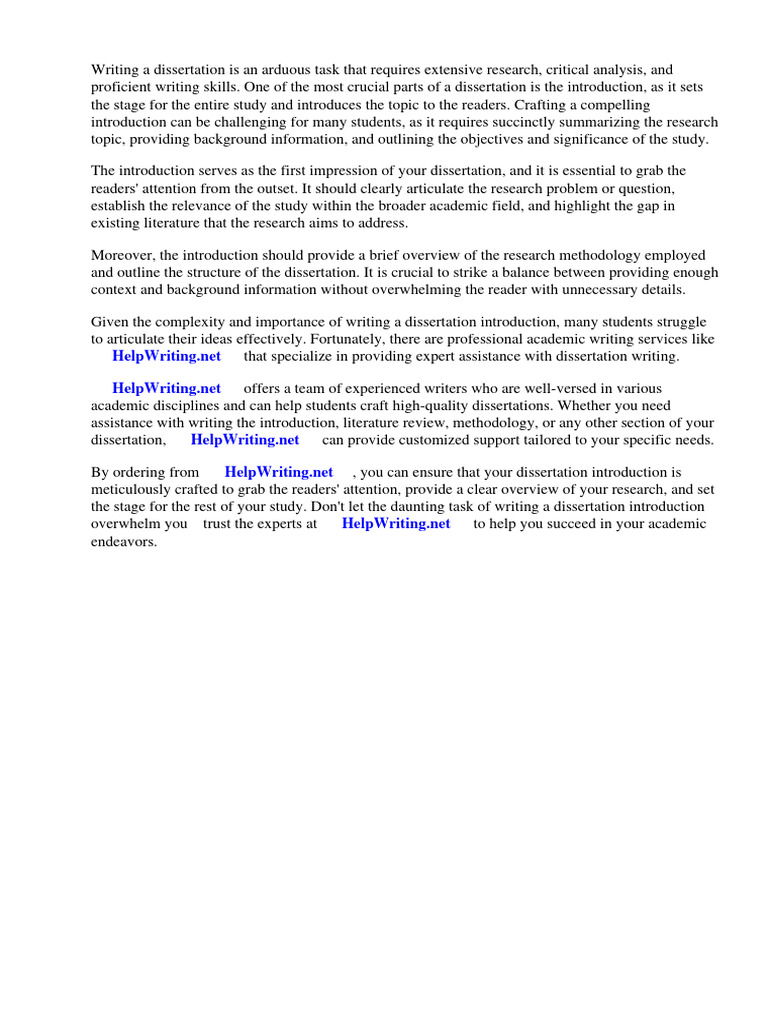 How To Write Introduction For Dissertation Sample | Download Free PDF ...