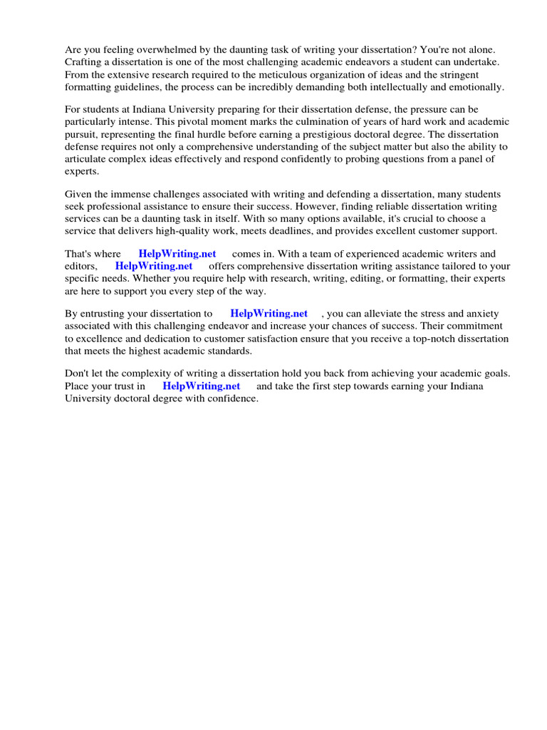 Dissertation Writing Help for IU Students | PDF | Thesis | Educational ...