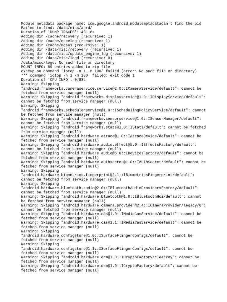 Android Module Metadata Errors Report | PDF | Office Equipment | System ...