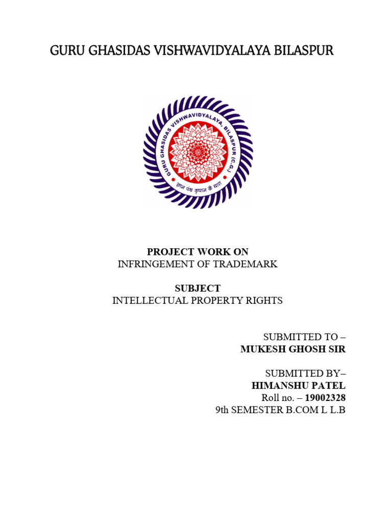 Ipr Project | PDF | Trademark | Secondary Liability