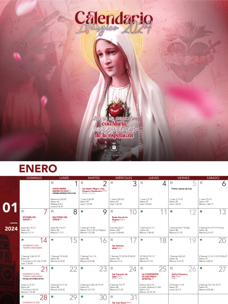 Calendario Litúrgico 2024 PDF Gratis | PDF | Adoración Cristiana Y ...
