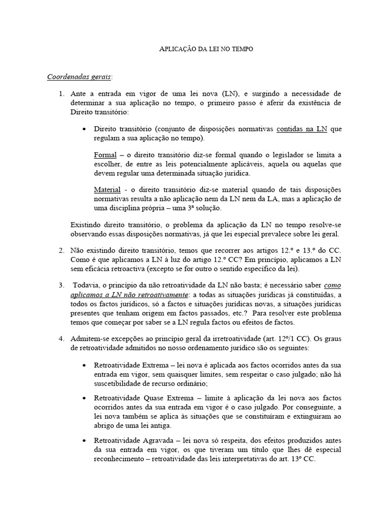 Esquema aplica o da lei no tempo pdf tempo legisla o
