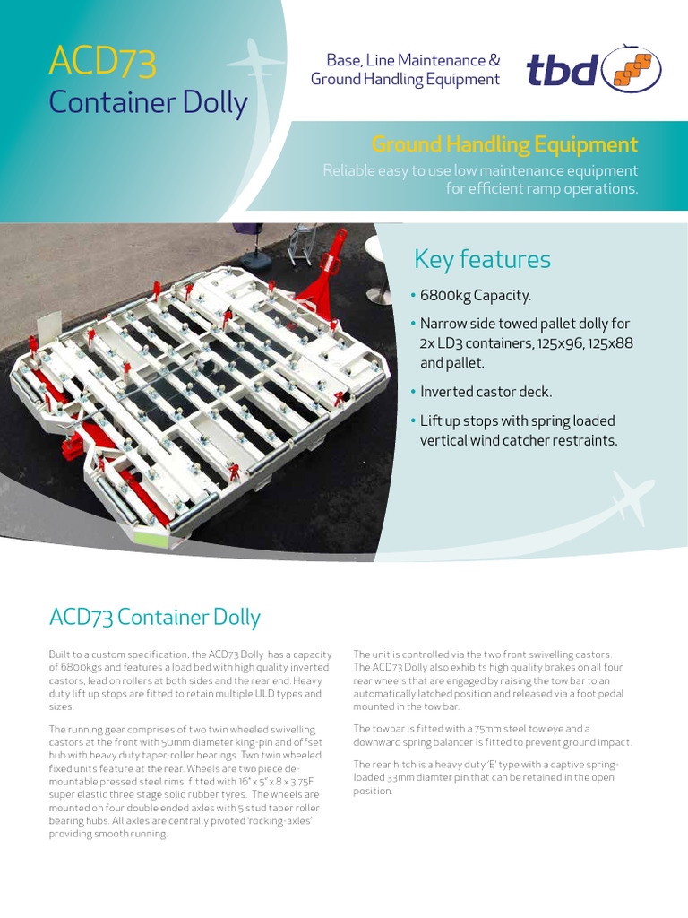 ACD73 Container Dolly Specifications | PDF | Manufactured Goods ...