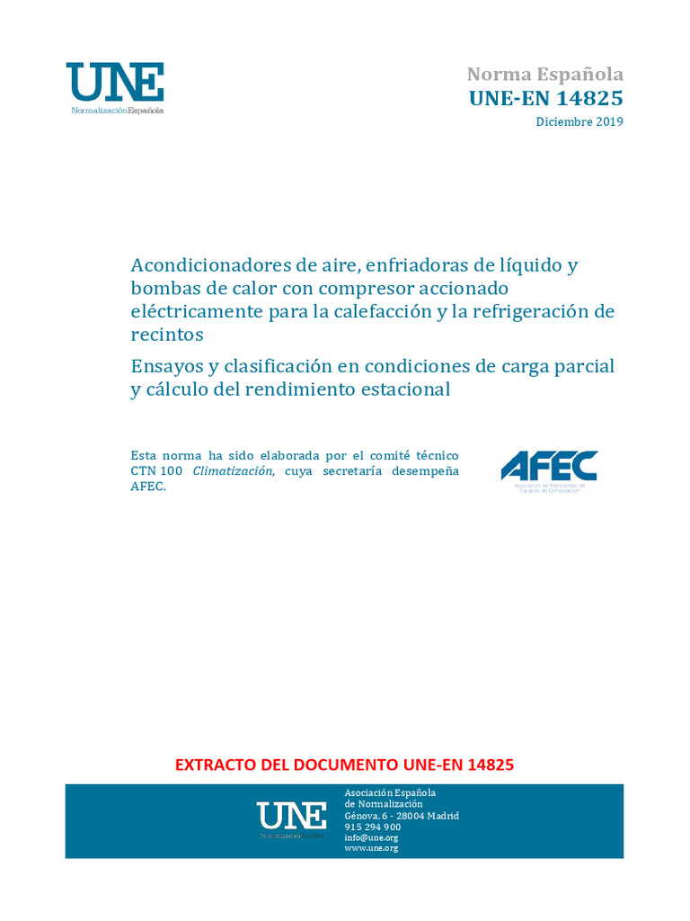 Norma UNE-EN 14825: Eficiencia Estacional | PDF | Bomba de calor | Aire ...