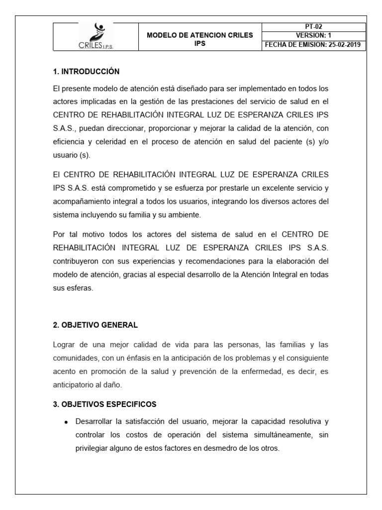 Modelo de Atención Integral en Salud CRILES | PDF | Cuidado de la salud ...