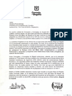 Carta de Los Concejales de Bogotá Al Presidente Gustavo Petro