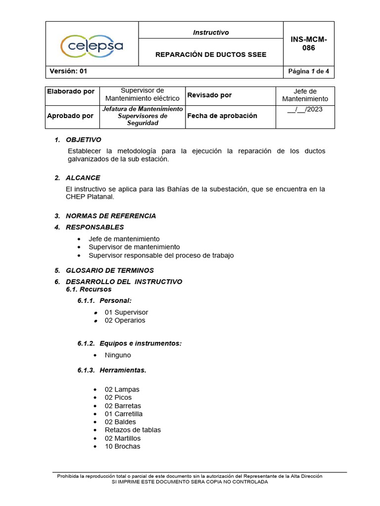 Reparación de Ductos en Subestación SSEE | PDF | Ingeniero civil ...