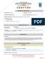 Dados Do Registro: Estado de Goiás Secretaria de Segurança Pública Registro de Atendimento Integrado