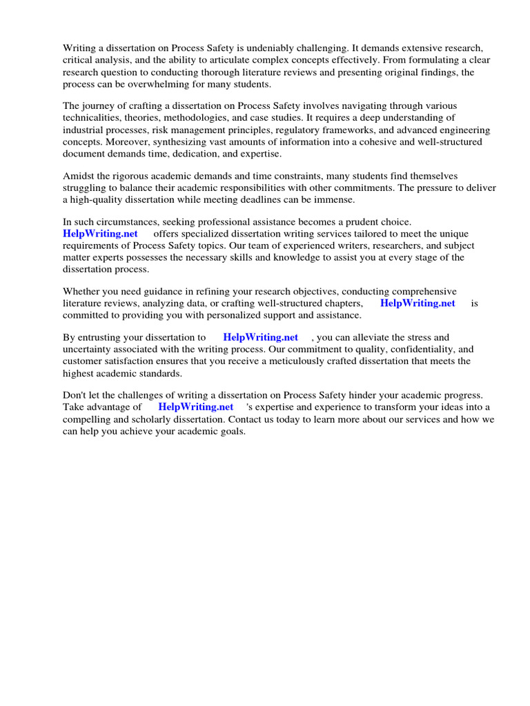 Process safety dissertation pdf risk occupational safety and health