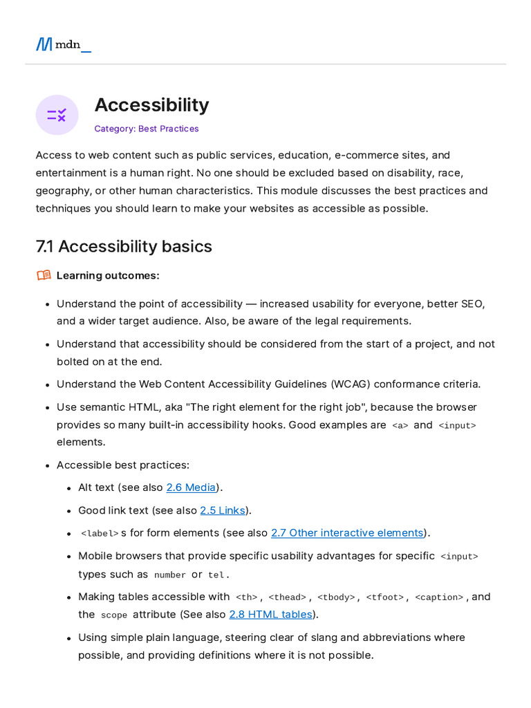 Web Accessibility Best Practices | PDF | Accessibility | World Wide Web