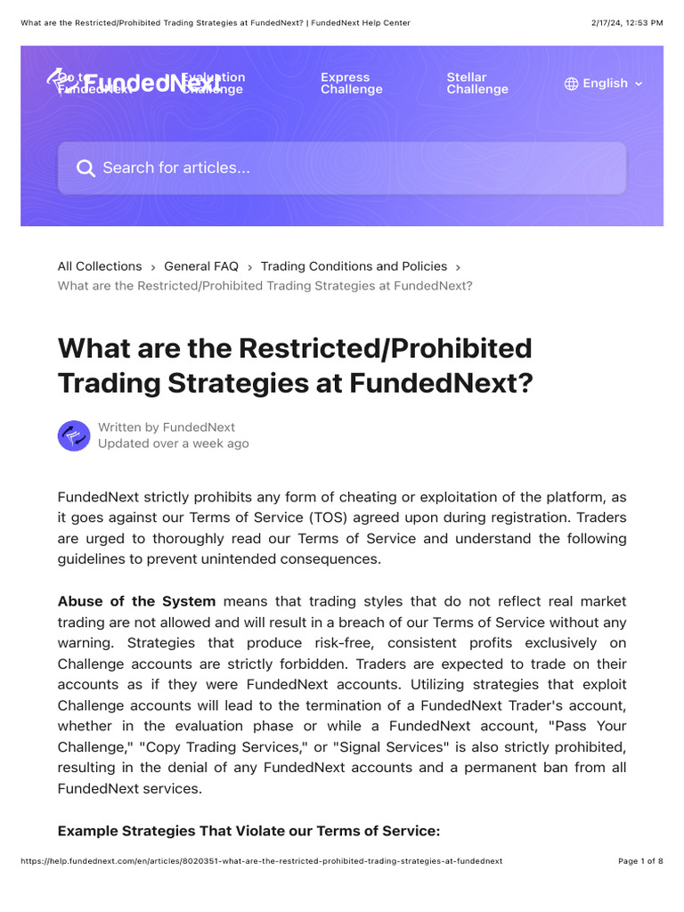 FundedNext: Prohibited Trading Strategies | PDF | High Frequency ...