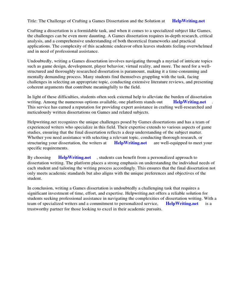 Games Dissertation | PDF | Brand | Thesis