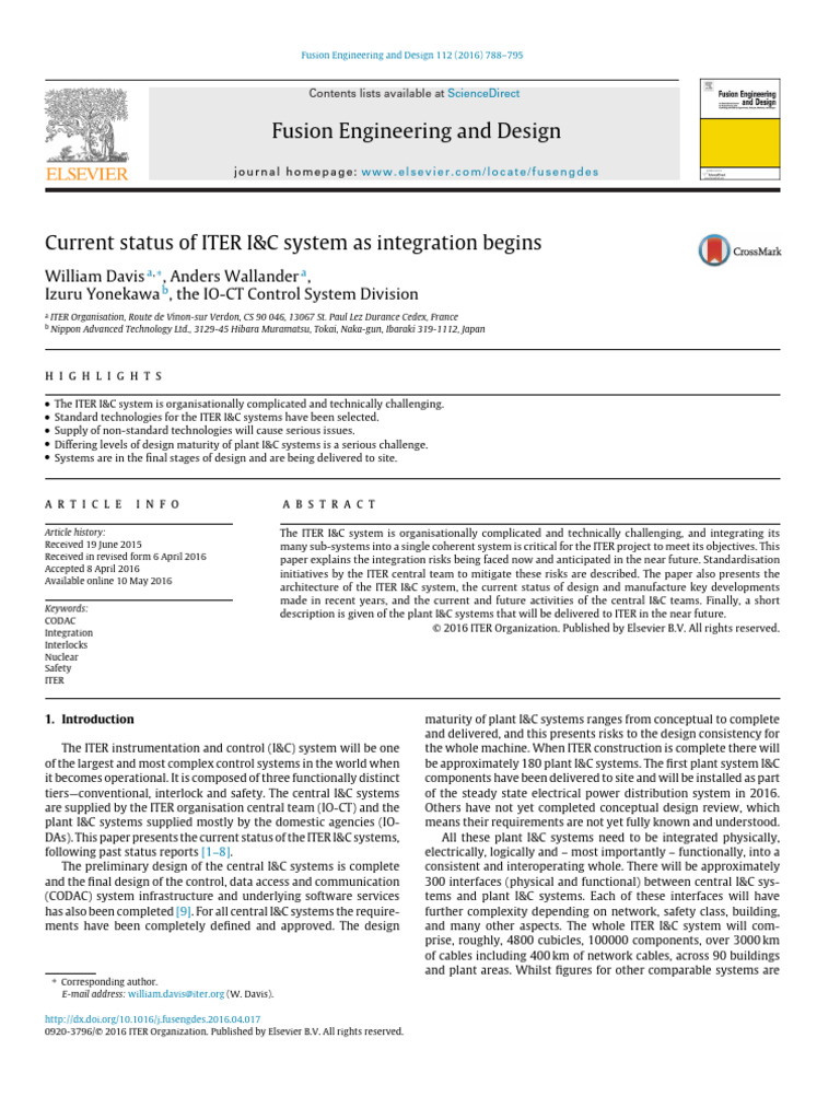 ITER I&C System Integration Status | PDF | Power Supply | Programmable ...