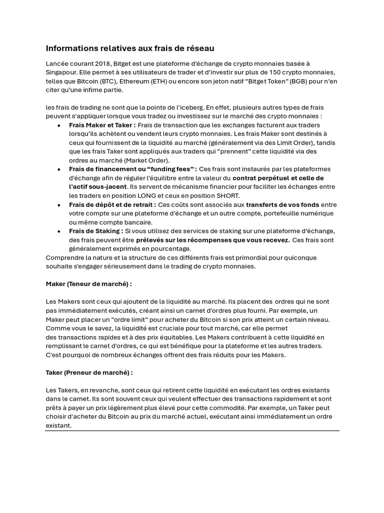 Informations Relatives Aux Frais de Réseau | PDF | Bitcoin | Crytomonnaies