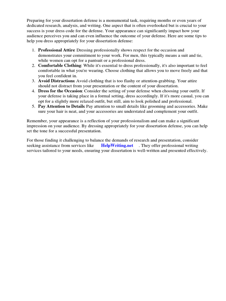 Dress Code For Dissertation Defense PDF Thesis Clothing