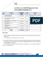 Investment Budget & Ratio of 2 X 6000TPA Magnesium Plant ZK 20221012